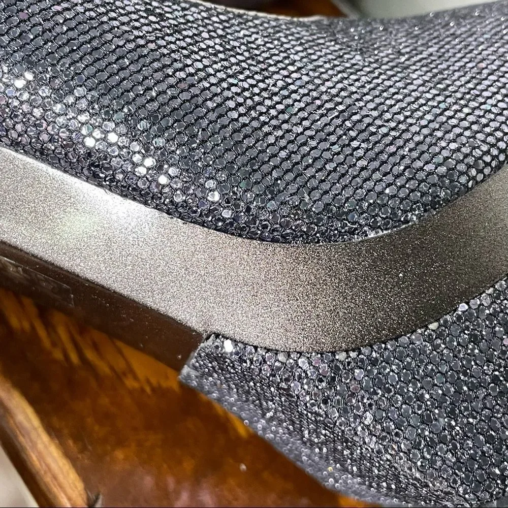 Promise Stiletto Platform Glitter Sparkly Steel Gray / Pewter High Heels Size 9